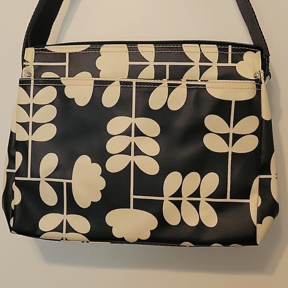 Orla Kiely Printed Coated Cotton Crossbody Fielder Cut Stem Noir